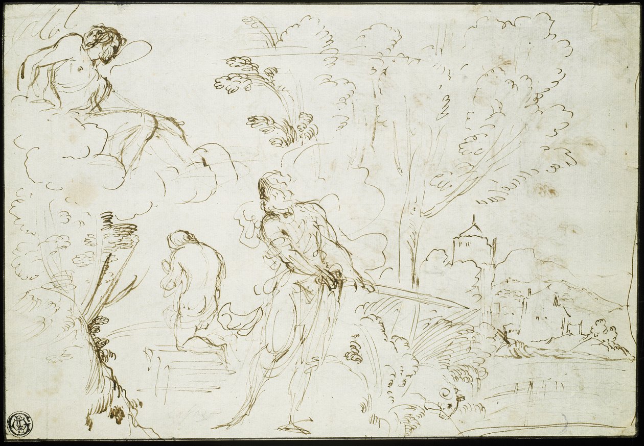 Sacrificio di Isacco (recto); Sogno di Giacobbe (verso) da Guercino