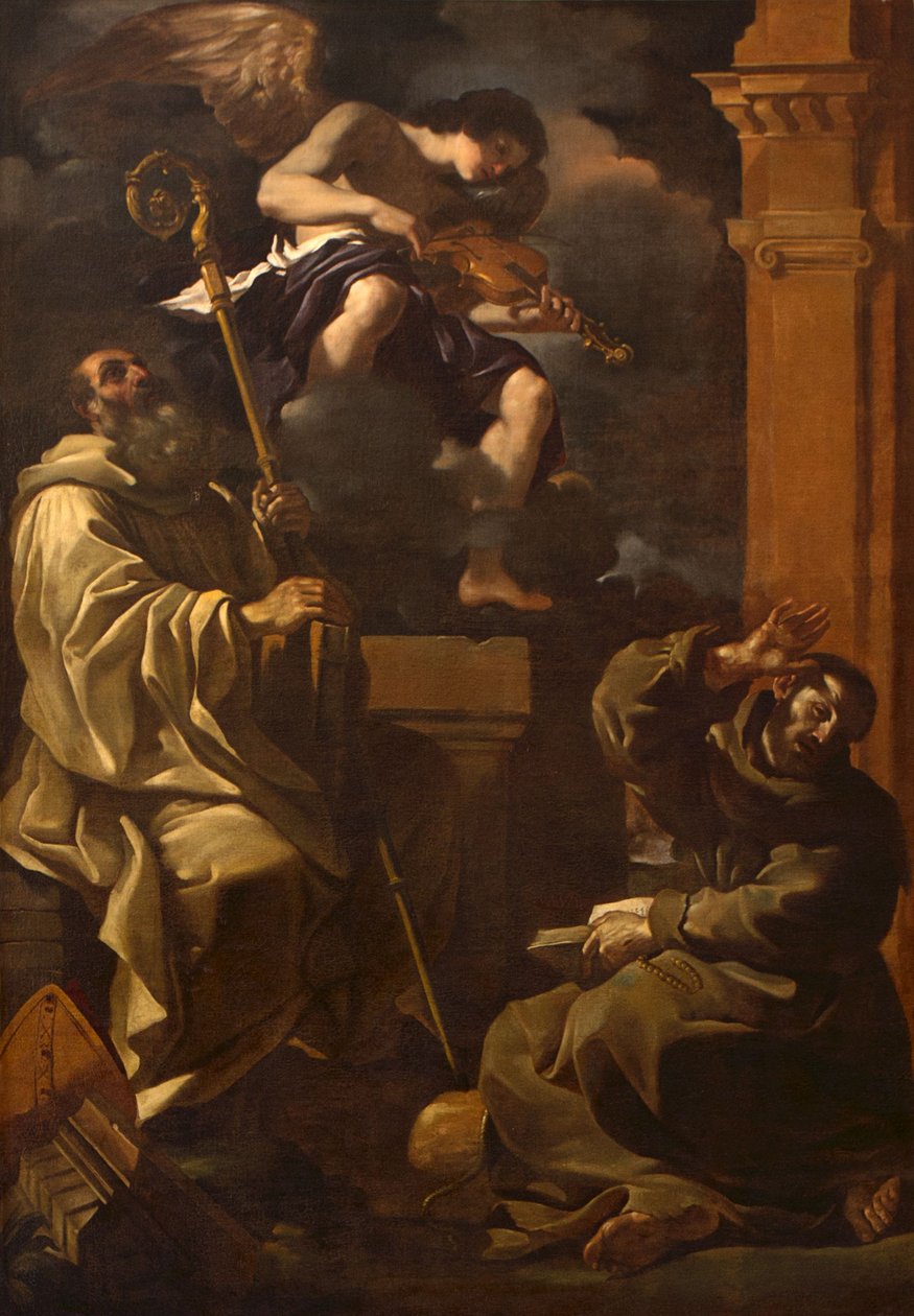 San Benedetto e San Francesco che ascoltano un angelo musicista da Guercino