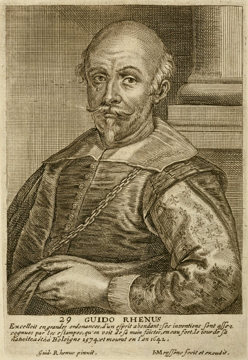Autoritratto, tavola 29 da una serie di ritratti di artisti, inciso da Joannes Meyssens da Guido Reni
