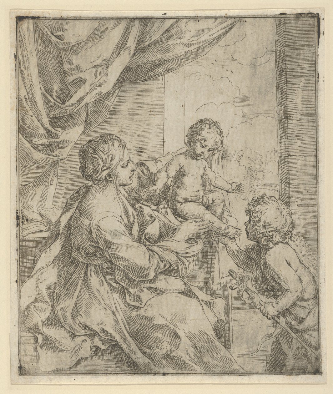 La Vergine e il Bambino a un tavolo con il giovane Giovanni Battista, ca. 1600-1640 da Guido Reni