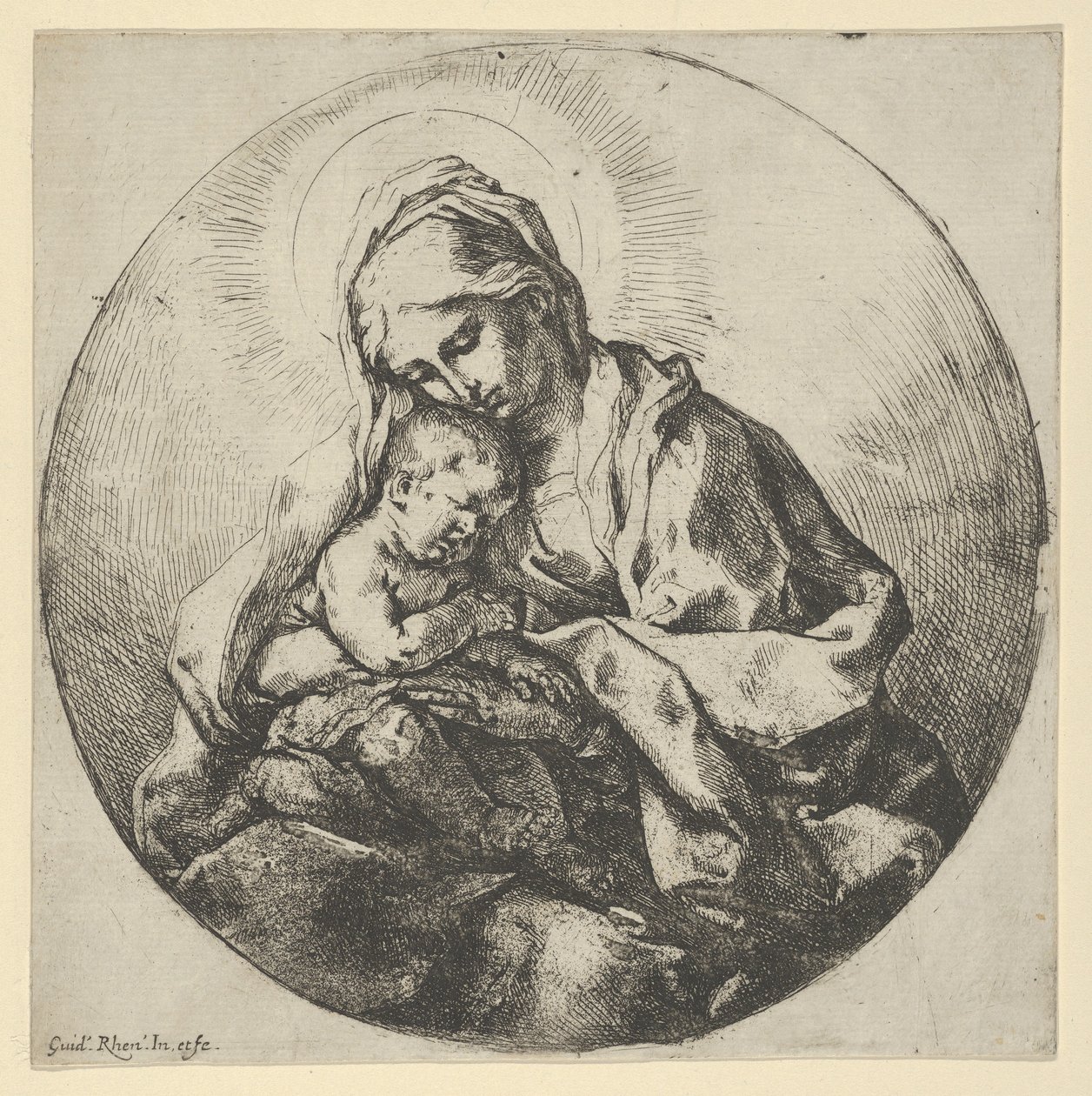 La Vergine che tiene il Cristo bambino con le dita della mano destra nascoste, ca 1600-1640 da Guido Reni