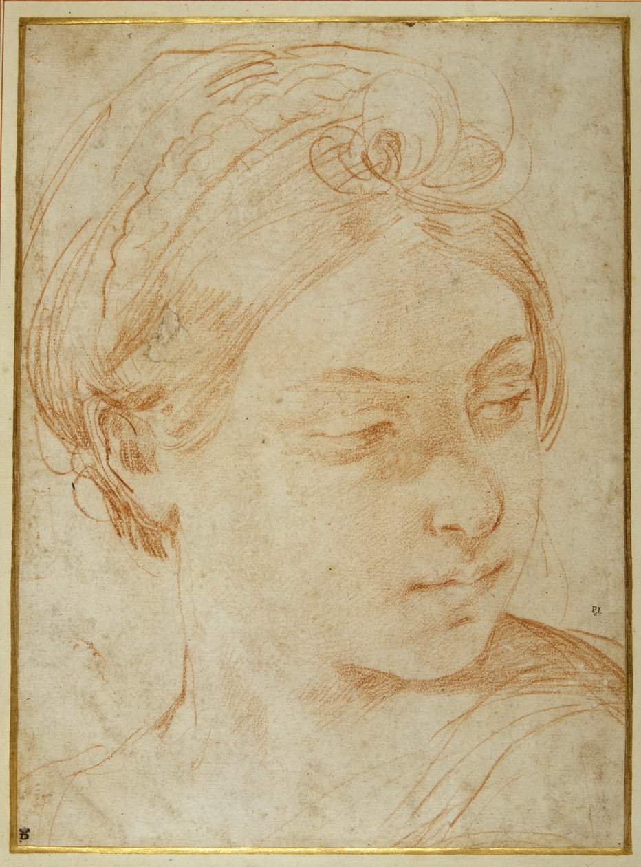 Testa di giovane donna, girata a guardare sopra la spalla sinistra da Guido Reni