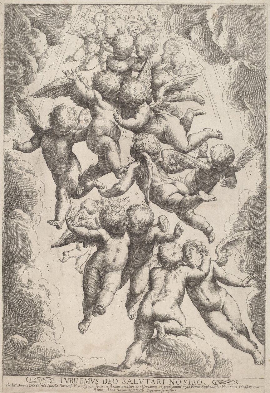 Angeli in gloria da Guido Reni, after Luca Cambiaso