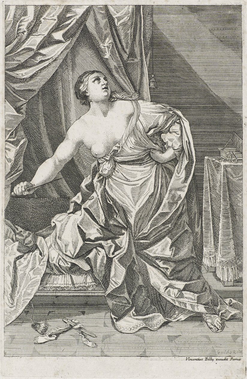 Morte di Lucrezia, c. 1700-50 possibilmente Antonio Billy (attivo nella prima metà del XVIII secolo) da Guido after Reni