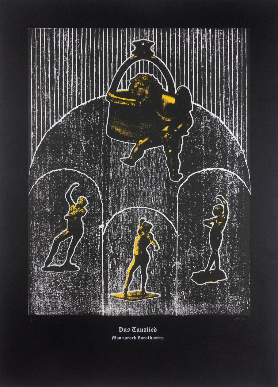 Il canto danzante, Così parlò Zarathustra, 2024 (xilografia e serigrafia) da Guilherme Pontes