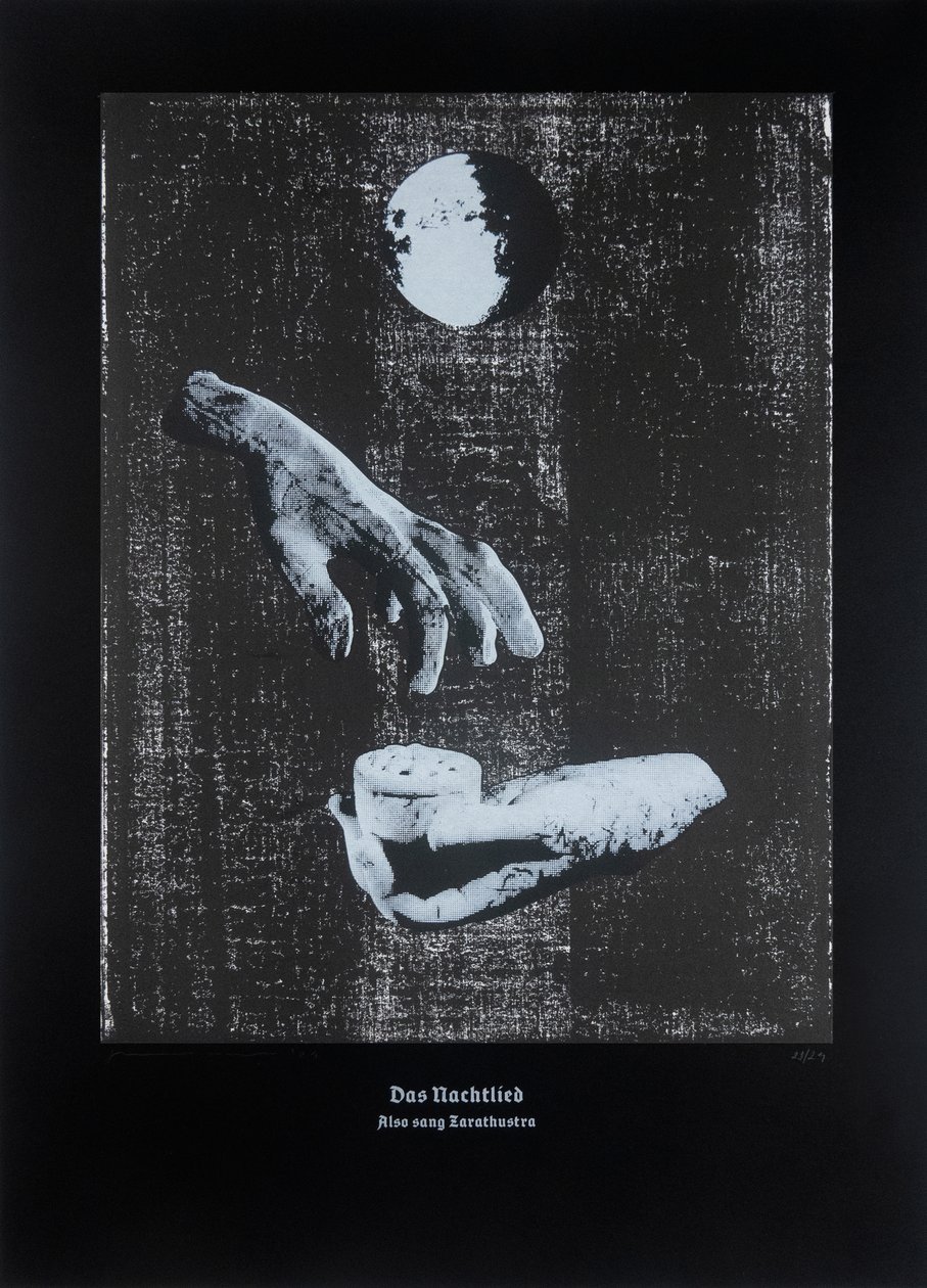Il canto notturno, Così parlò Zarathustra, 2024 (xilografia e serigrafia) da Guilherme Pontes