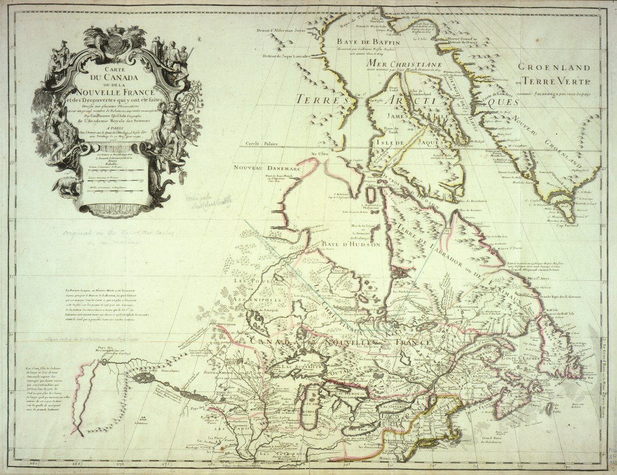 Mappa del Canada, pubblicata a Parigi, 1703 da Guillaume Delisle