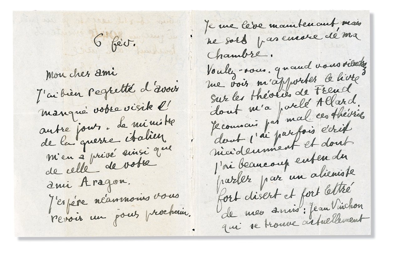 Lettera autografa firmata ad André Breton, 6 febbraio 1918 da Guillaume Apollinaire
