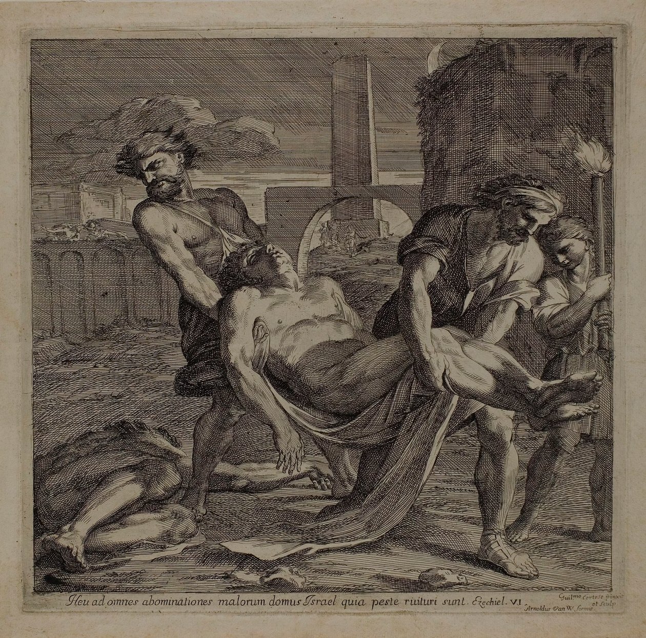 I Santi Abdon e Sennen seppelliscono i resti dei martiri cristiani da Guillaume Courtois