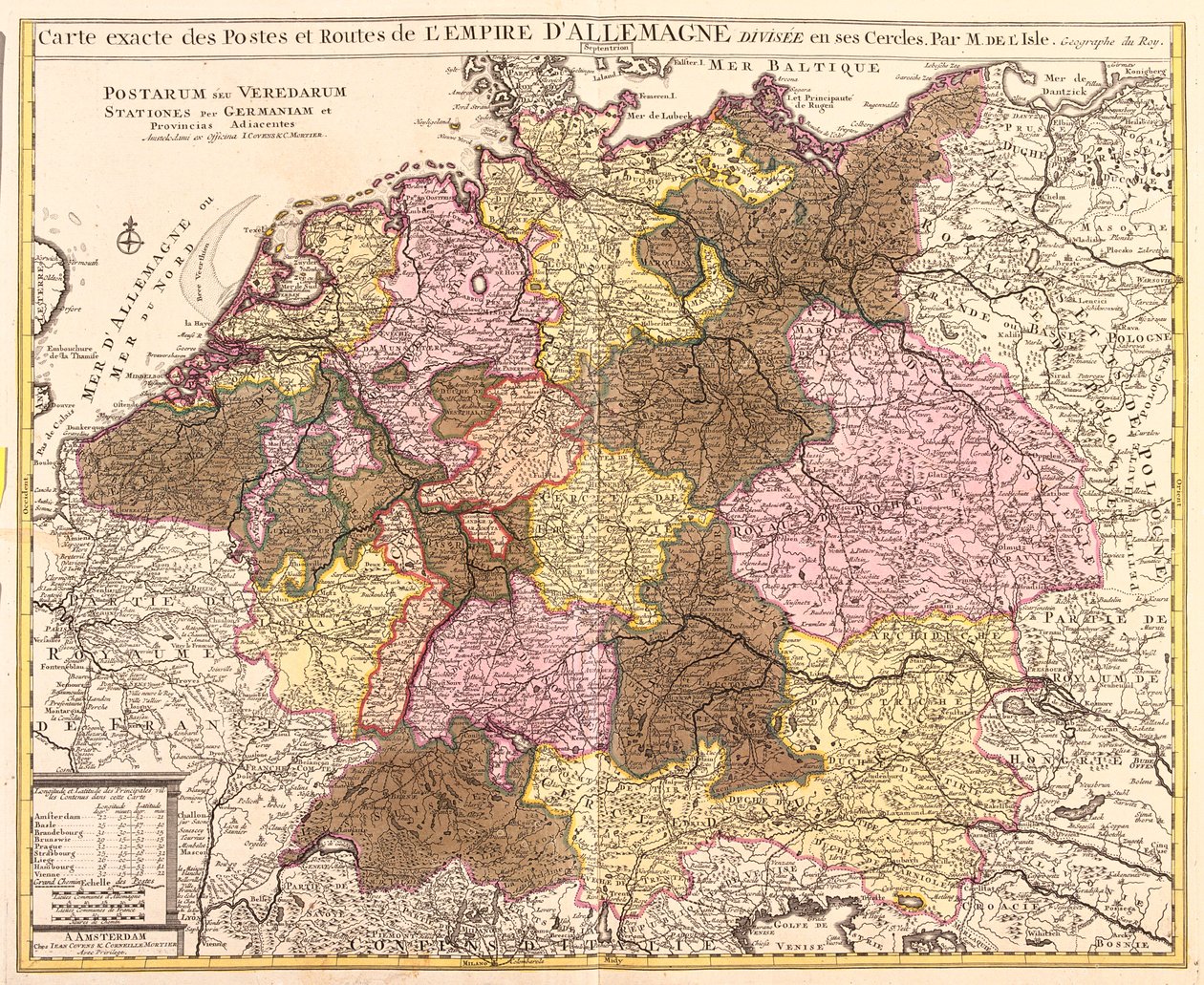 Belgio, Paesi Bassi, Germania, Polonia (Voivodato: Pomerania, Pomerania occidentale, Lubusz, Bassa Slesia), Repubblica Ceca (Regione : Olomuc, Moravia meridionale, Praga, Boemia centrale, Boemia meridionale, Plze, Karlovy Vary, Labem, Liberec, Hradec Králo da Guillaume Delisle