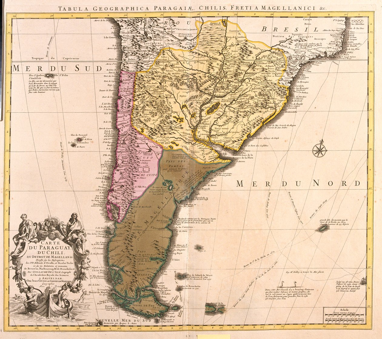 Cile (escluso il nord), Argentina, Paraguay, Uruguay, Brasile sud-occidentale, Isole Falkland da Guillaume Delisle