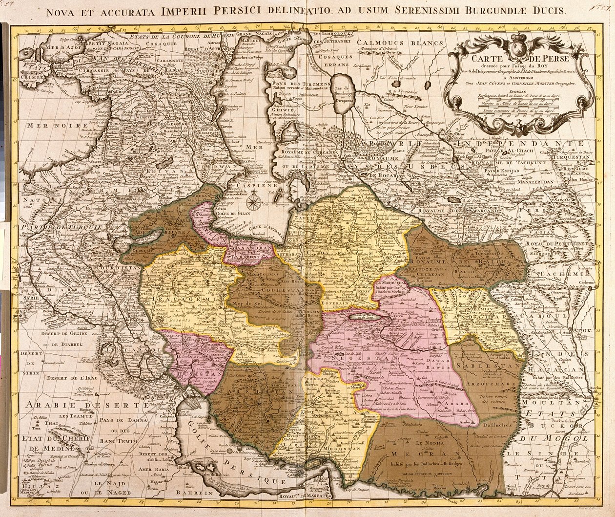 Mappa della Persia (incisione) da Guillaume Delisle
