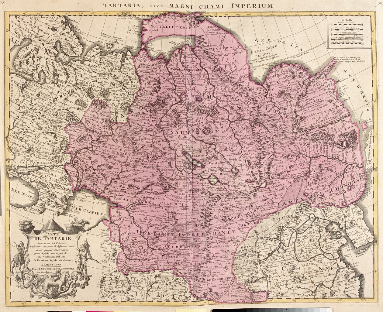 Mappa della Tartaria (Asia Centrale, Siberia, Turkestan, Mongolia e Manciuria) (incisione) da Guillaume Delisle