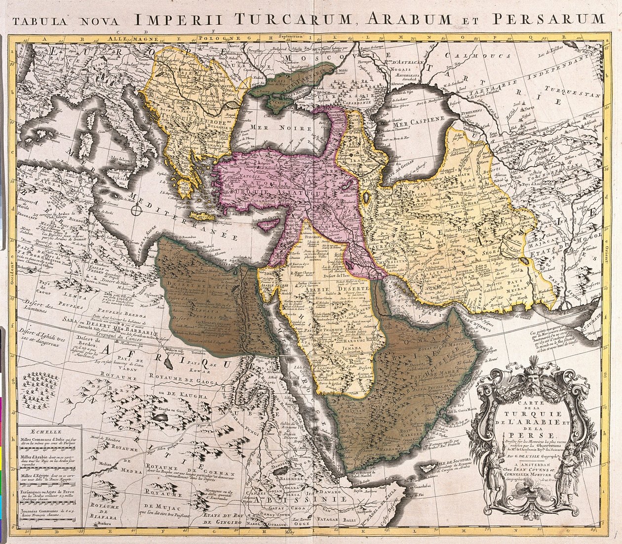 Mappa del Medio Oriente: Impero Turco, Persia e Penisola Arabica (incisione) da Guillaume Delisle