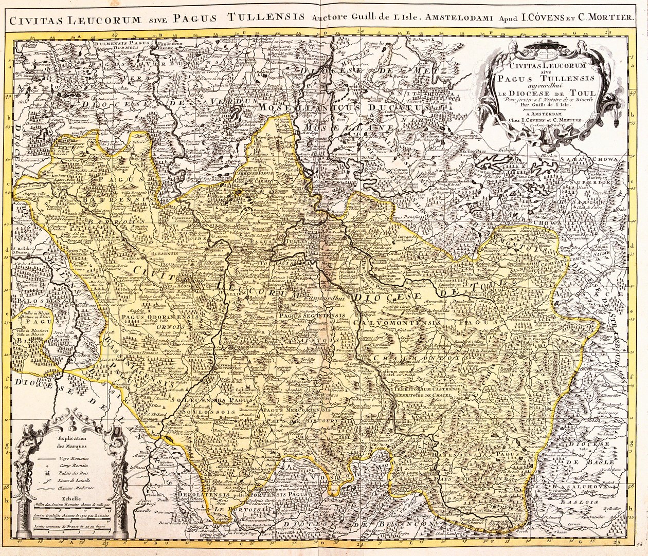 Mappa della diocesi di Toul (Lorena, Francia) (incisione) da Guillaume Delisle