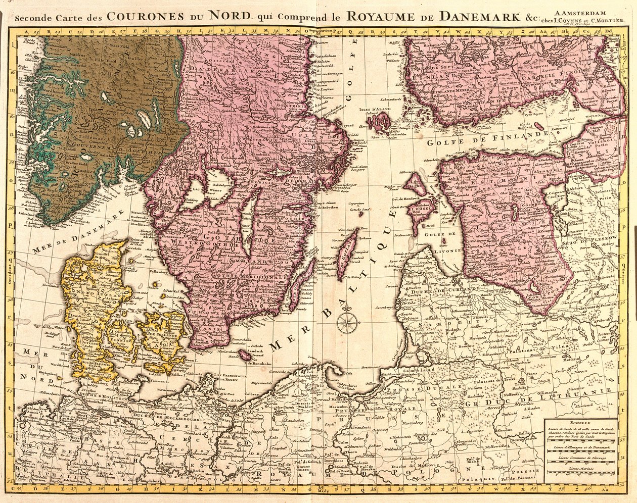 Mappa dei regni del nord (Danimarca, Svezia, Norvegia e Finlandia) (incisione) da Guillaume Delisle