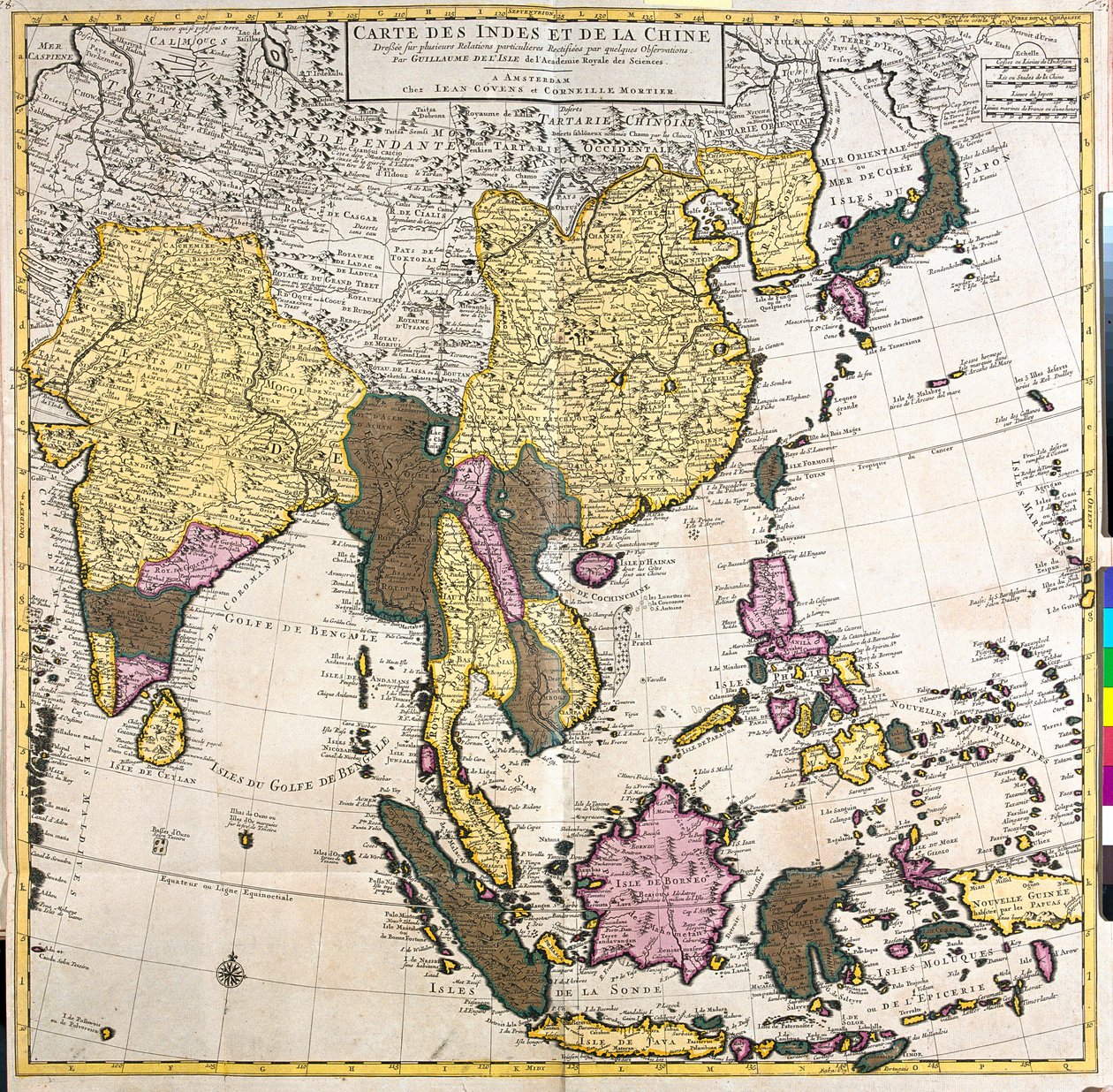 Pakistan, India, Nepal, Bhutan, Bangladesh, Sri Lanka, Cina orientale, Corea del Nord, Corea del Sud, Giappone, Birmania, Thailandia, Laos, Vietnam, Cambogia, Indonesia, Filippine, Malesia. da Guillaume Delisle