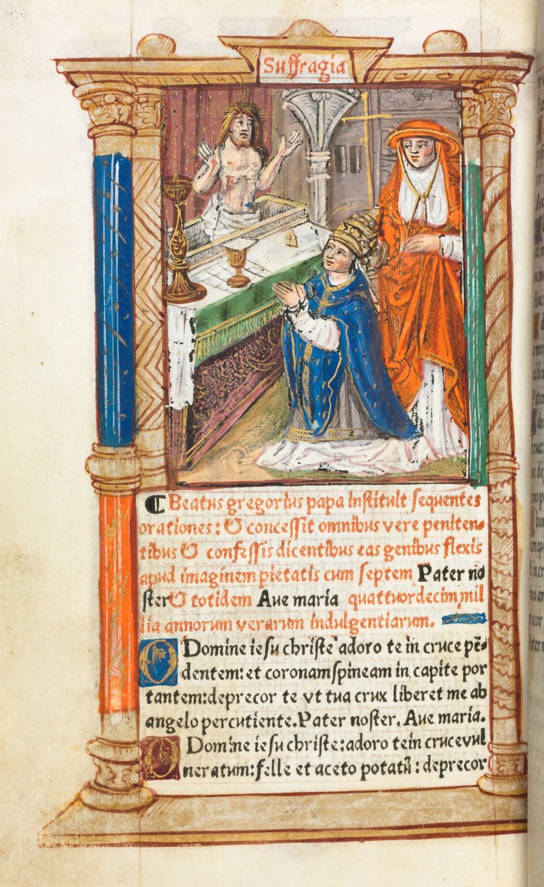 Libro delle Ore stampato (Uso di Roma): fol. 96v, Messa di San Gregorio da Guillaume Le Rouge