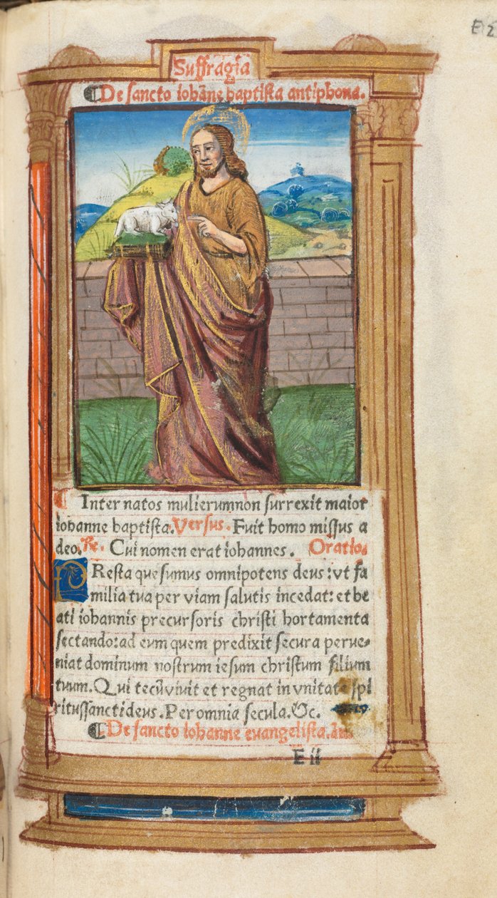 Libro delle Ore stampato (Uso di Roma): fol. 98r, San Giovanni Battista da Guillaume Le Rouge