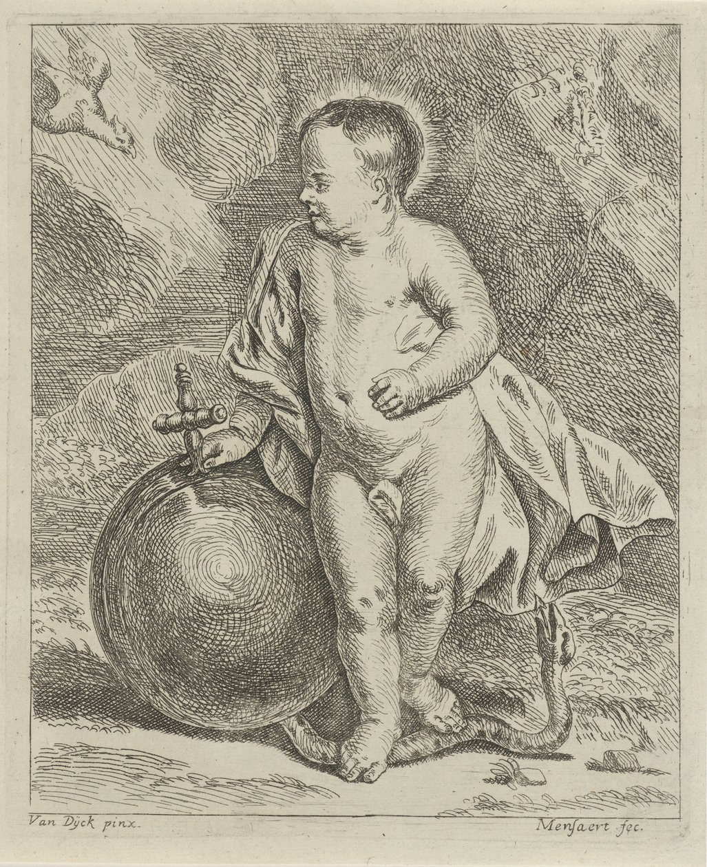 Bambino Gesù con globo e serpente da Guillaume Pierre Mensaert