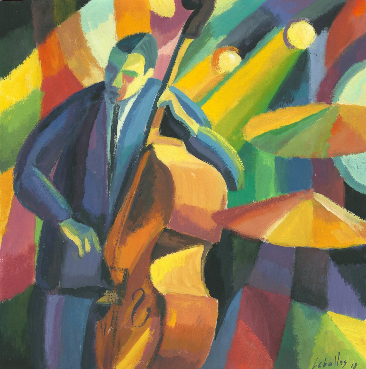 Contrabbassista, 2008 (gouache su carta) da Guillermo Martí Ceballos
