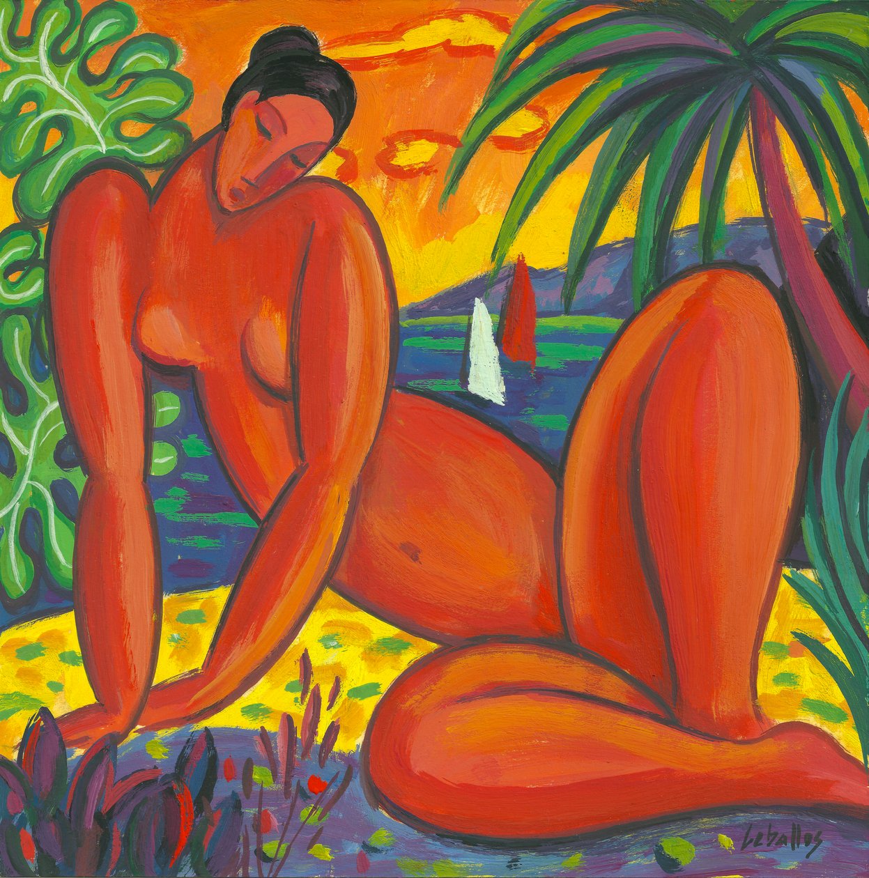 Nudo taitiano, 2013 (gouache su carta) da Guillermo Martí Ceballos