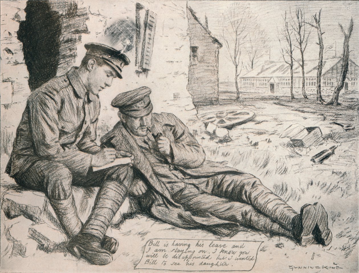 La lettera a casa, c1917, 1918 da Gunning King
