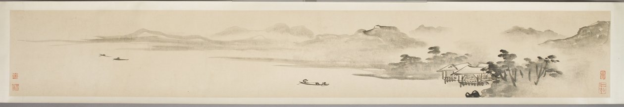 Paesaggio con pescatore e poesia (inchiostro su carta) da Guo Xu Guo Xu