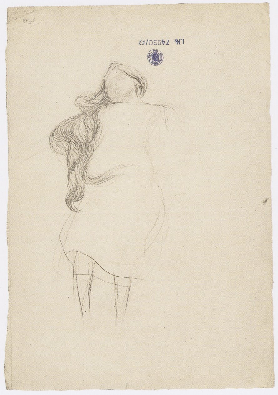 Vestita fluttuante con capelli pendenti da Gustav Klimt