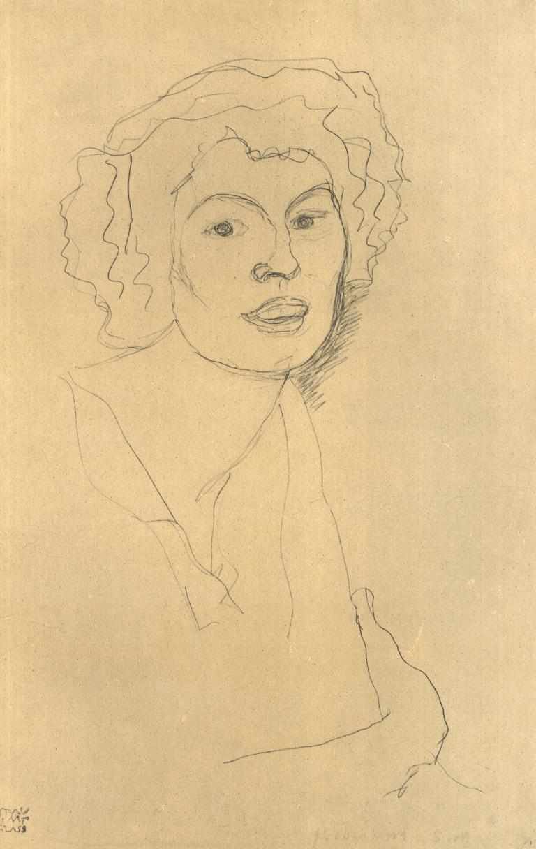 Mezzo busto in tre quarti di profilo verso destra da Gustav Klimt