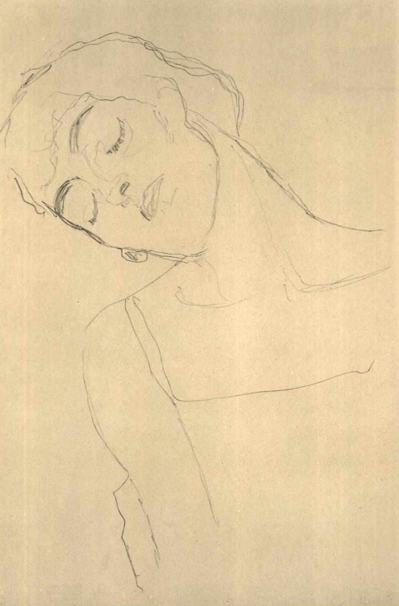 Mezzo busto con occhi chiusi da Gustav Klimt