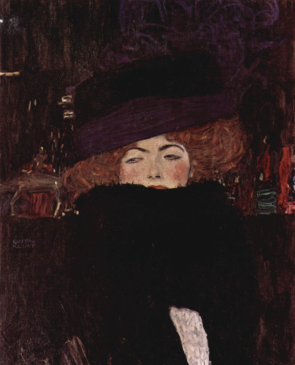 Dama con cappello e boa di piume da Gustav Klimt