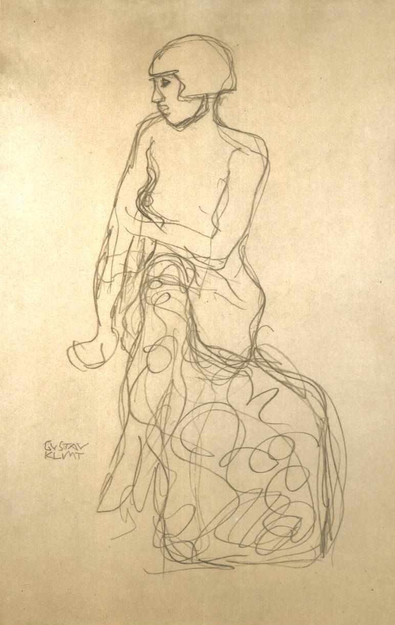 Mezzo nudo verso sinistra da Gustav Klimt