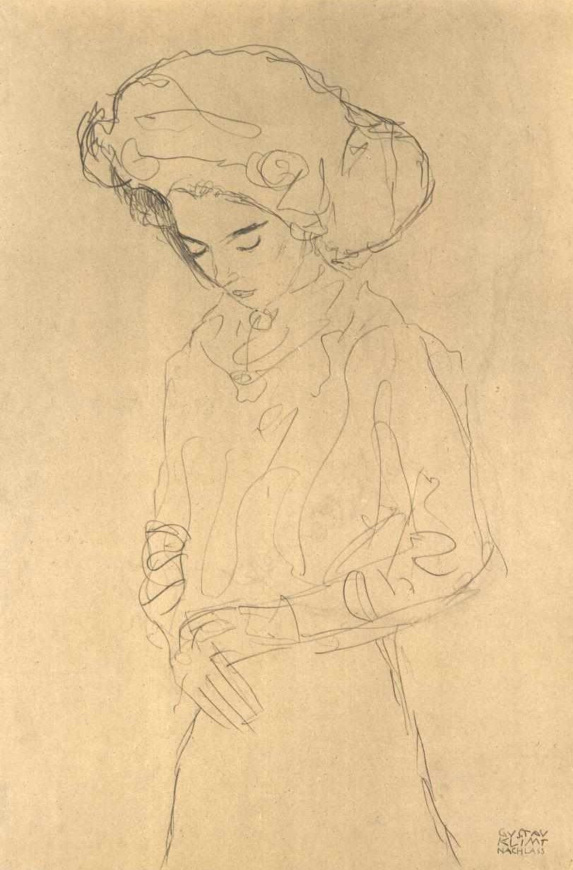 Ragazza che guarda in basso da Gustav Klimt