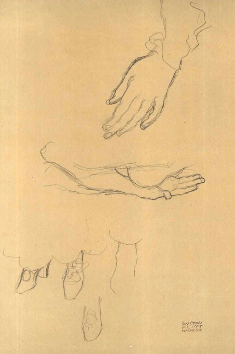 Studi di mani e studio di scarpe da Gustav Klimt