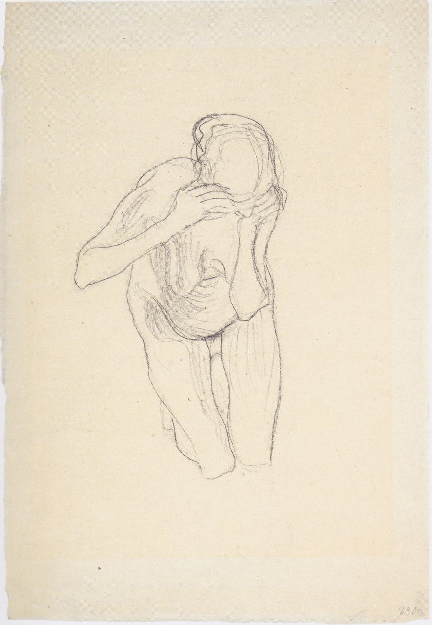 Nudo inginocchiato di una donna anziana leggermente verso destra da Gustav Klimt