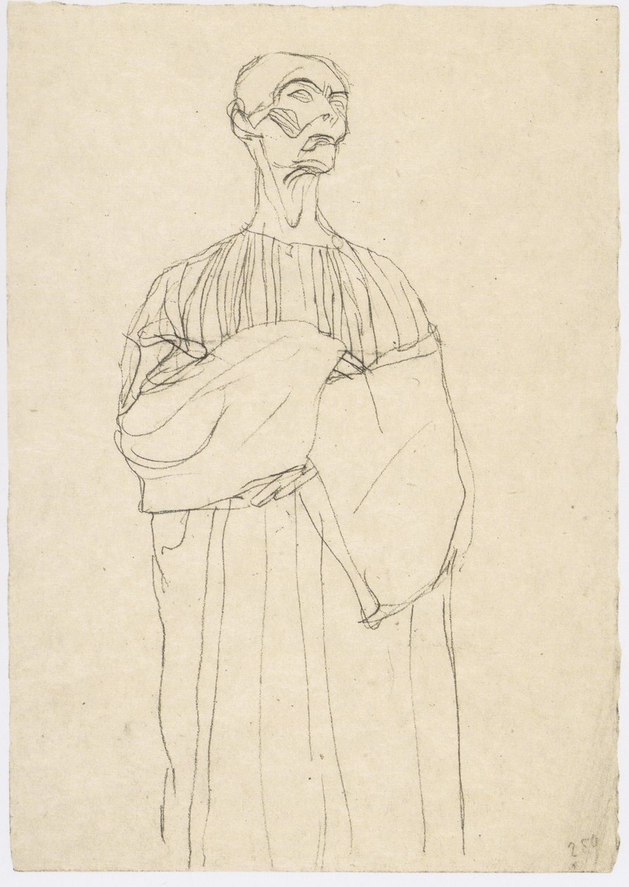 Figura di uomo in lungo abito verso destra da Gustav Klimt