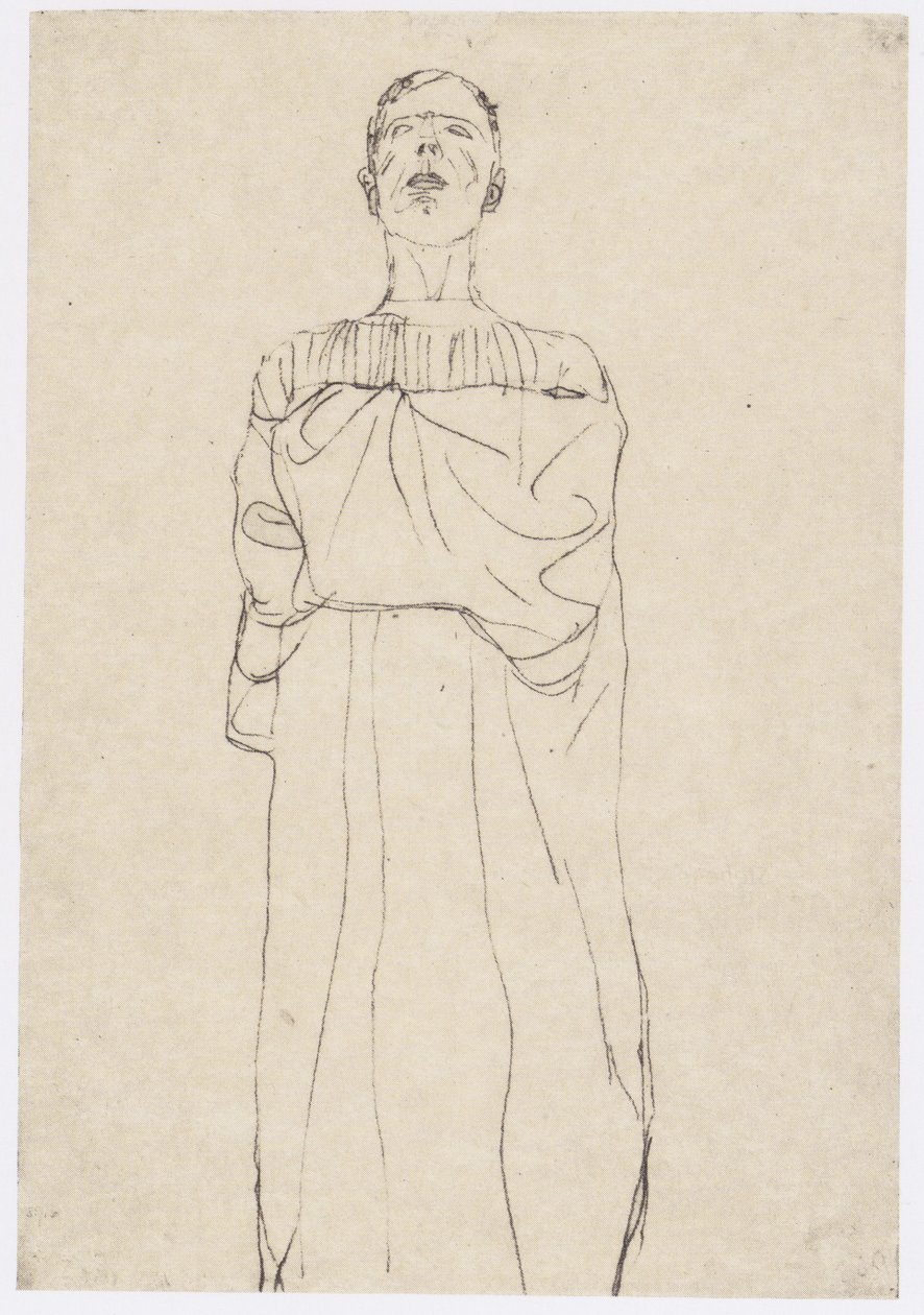 Uomo in lungo abito di fronte da Gustav Klimt