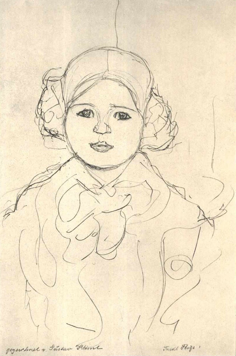 Studio di ragazza di fronte da Gustav Klimt