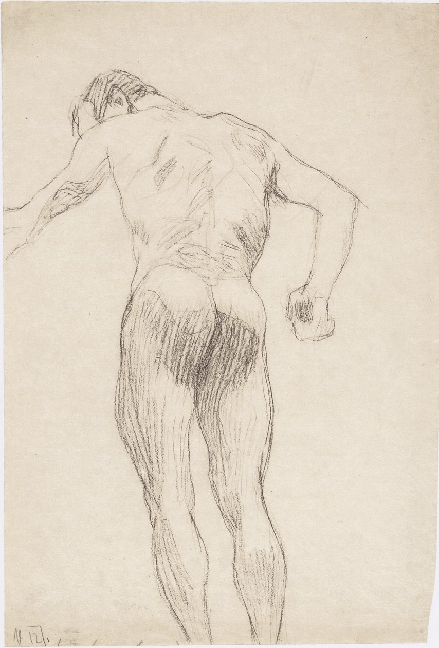 Nudo maschile di schiena verso sinistra da Gustav Klimt