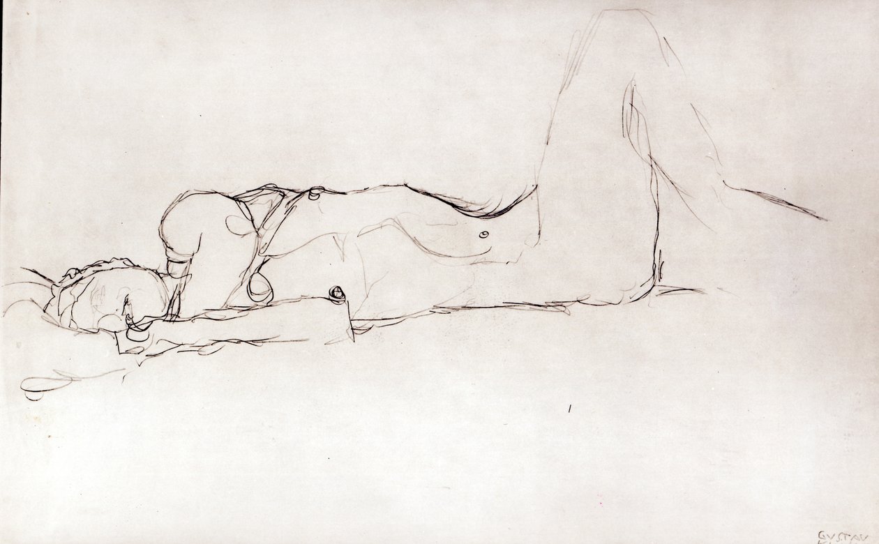 Donna nuda a letto, c.1914 da Gustav Klimt