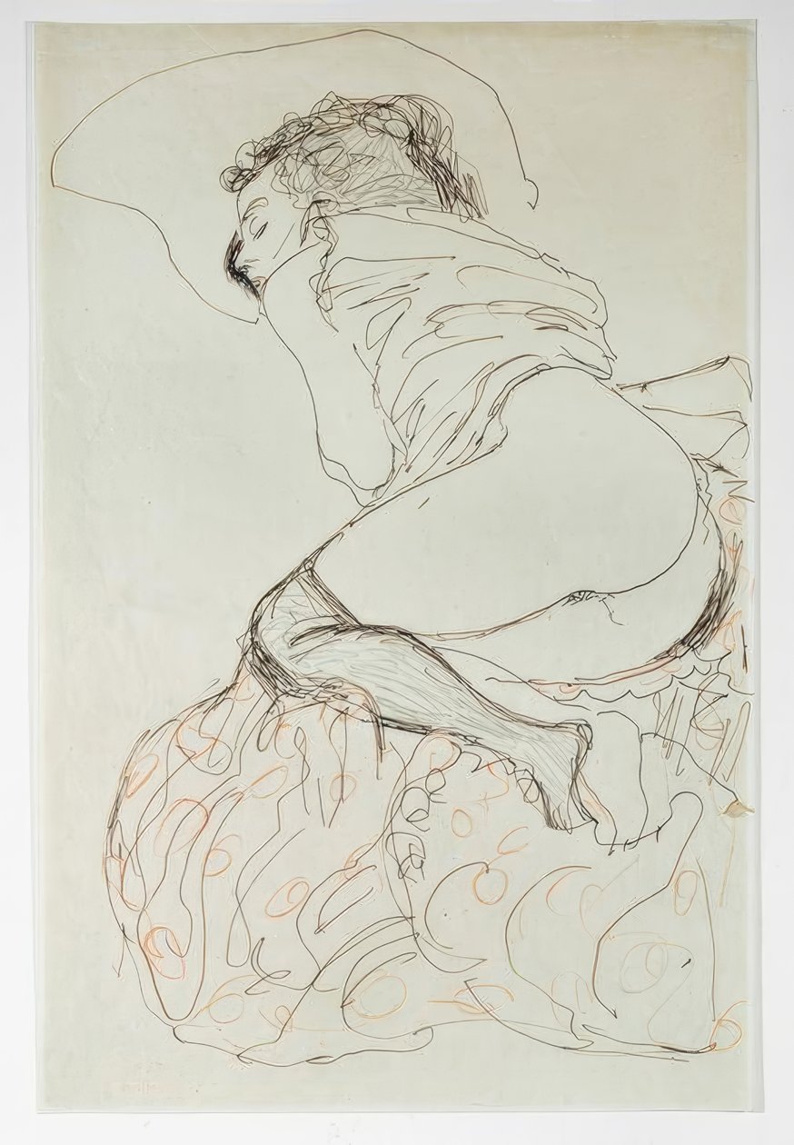 Semi nudo reclinato, girato a sinistra da Gustav Klimt