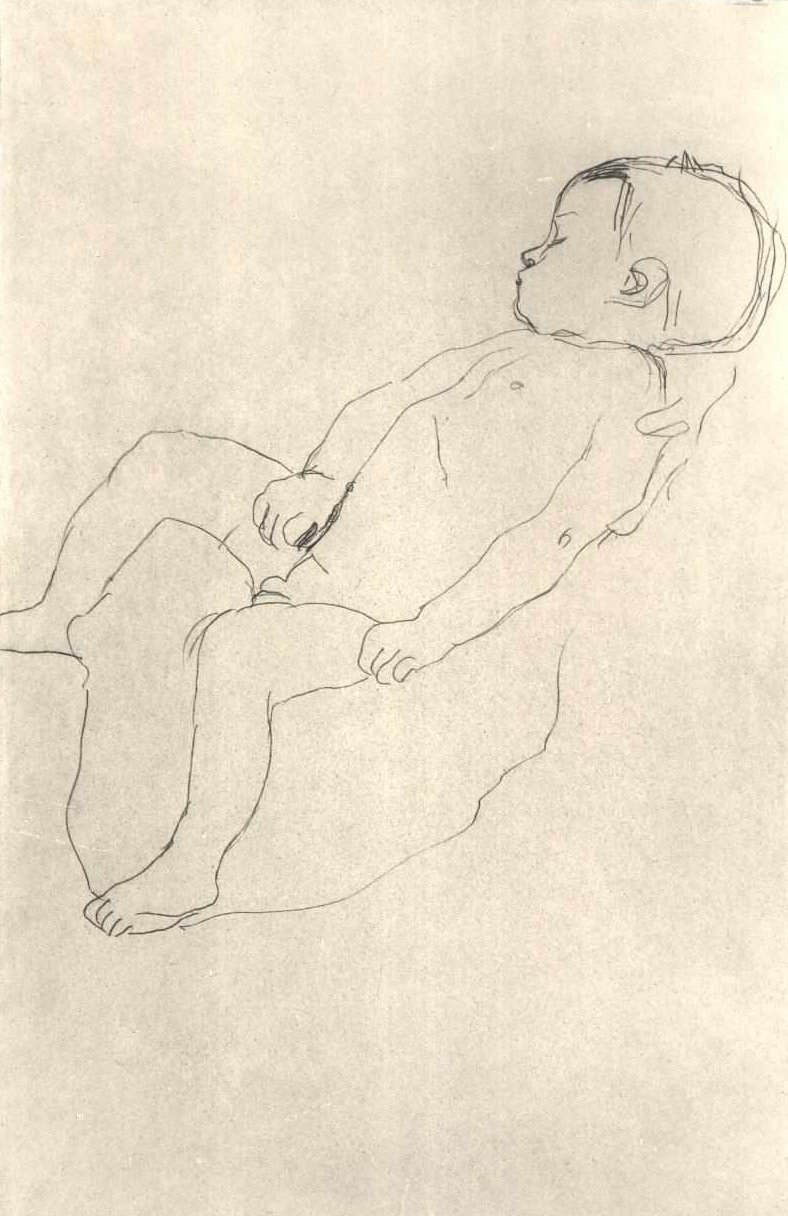 Ragazzo dormiente verso sinistra da Gustav Klimt