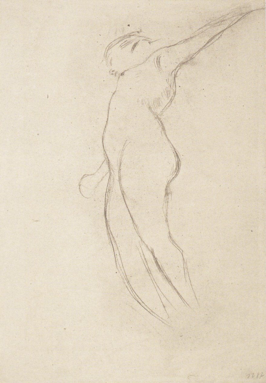 Fluttuante verso sinistra con braccio destro abbassato e braccio sinistro alzato da Gustav Klimt