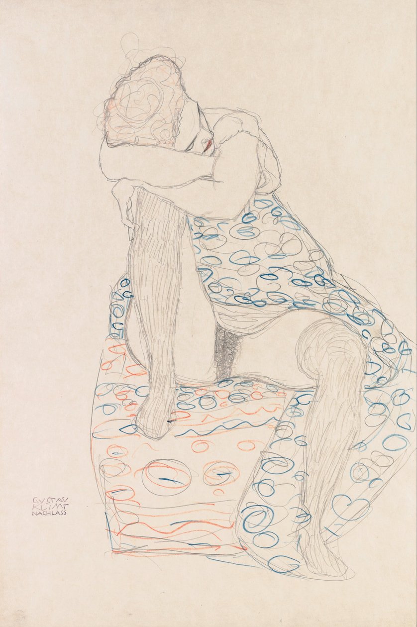 Figura seduta con gonna raccolta da Gustav Klimt