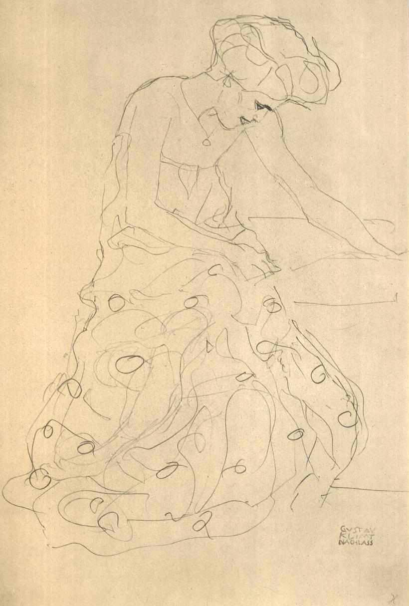 Seduta verso destra da Gustav Klimt