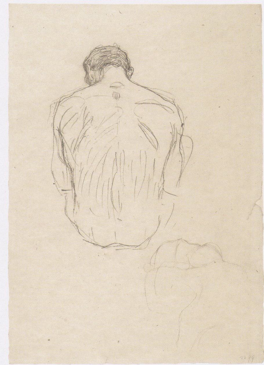 Nudo maschile seduto e schizzo per i "Lottatori" da Gustav Klimt