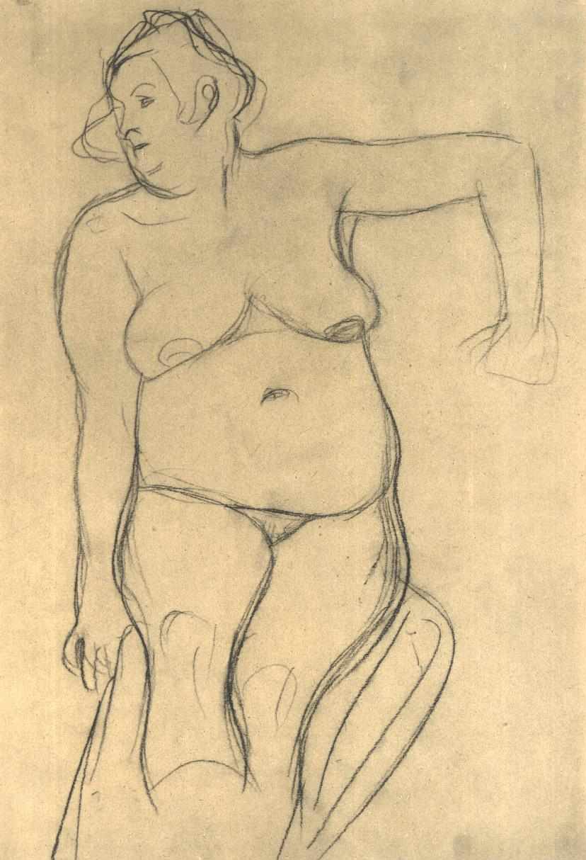 Nudo femminile seduto di fronte da Gustav Klimt