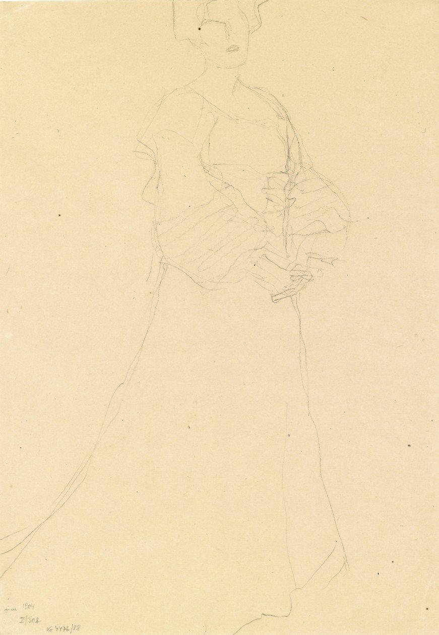 Signora in piedi verso destra da Gustav Klimt