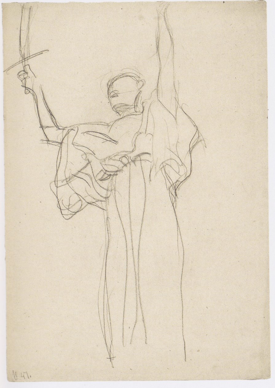 Figura in piedi con spada nella mano destra alzata da Gustav Klimt